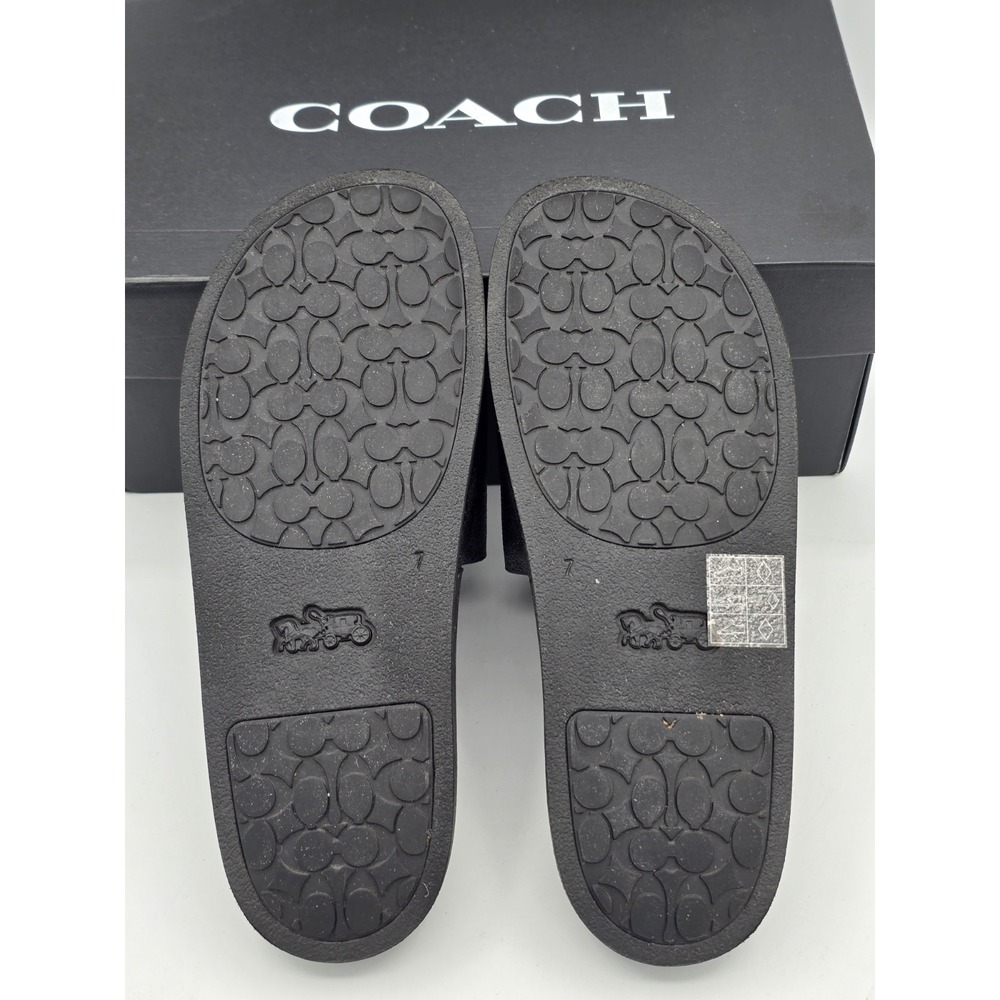 Coach SIG CTD CNVS POOL SL Black Signature Men's Canvas Slide Sandals Logo Sz 7 - Picture 12 of 12